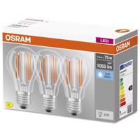 3PAK LED žárovka LED E27 A60 CL 7,5W = 75W 1055lm 4000K Neutrální bílá 300° Filament OSRAM BASE OSRLEDW3115