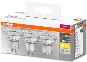 3PAK LED žárovka LED GU10 3,6W = 50W 350lm 2700K Teplá bílá 36° OSRAM Base OSRPARF8615