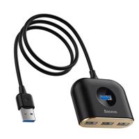 4 v 1 Baseus Square Round USB Adapter, USB 3.0 HUB na 1x USB 3.0 + 3x USB 2.0, 1m (černý) 021655