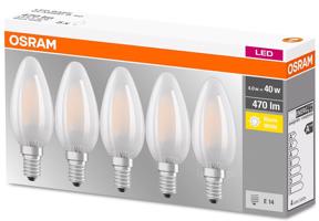 5PAK LED žárovka LED E14 B35 4W = 40W 470lm 2700K Teplá bílá 300° Filament OSRAM OSRLEDW3520