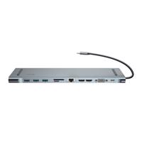 Adaptér 11v1 Baseus Enjoyment, USB-C HUB na 2x HDMI, 3x USB 3.0, VGA, RJ45, USB-C PD, SD/microSD, 3,5mm jack 021593