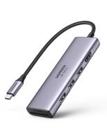 Adaptér 5 v 1 UGREEN CM511 Rozbočovač USB-C na 3 porty USB3.0 + HDMI + TF/SD (šedý) 029081