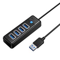 Adaptér USB HUB na 4x USB 3.0 Orico, 5 Gb/s, 0,15 m (černý) 069534