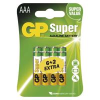 Alkalická baterie GP Super AAA (LR03) 8 ks B13118