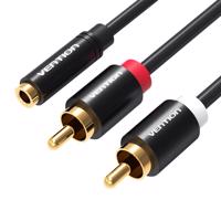 Audio kabel 3,5mm samice na 2x RCA samec Vention VAB-R01-B100 1m černý