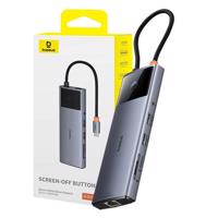 Baseus Metal Gleam II Series 10-in-1 Hub, USB-C na 1xHDMI, USB-A (10Gbps), USC-C, 2xUSB-A, Ethernet RJ45, SD/TF karta, 3,5mm mini-jack, USB-C(PD) 055791