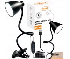 Berge Andora LED stolní lampa s klipem 1xE27 černá STL045