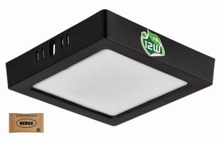 Berge Čtvercový LED panel přisazený - černý - 12W - PC - neutrální bílá BPC002