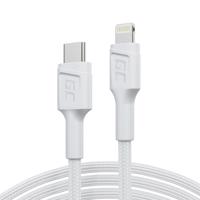 bílé USB-C - Lightning MFi 1m kabel pro Apple iPhone Green Cell PowerStream, s Power-Delivery rychlo nabíjení KABGC07W