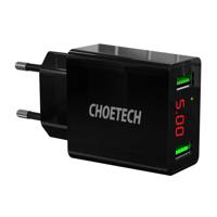 Choetech Nabíječka C0028 2*USB-A s displejem (černá) 064483