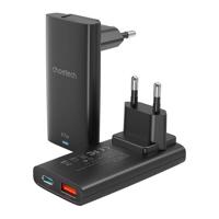 Choetech PD6011 PD65W GaN slim USB-A+C mini síťová nabíječka (černá) 058094