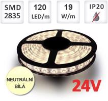 Design Light LED pásek 24V 120ks/m SMD2835 19W/m NEUTRÁLNÍ BÍLÁ 1m R-24-2835-50-20-40K-04