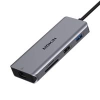 Dokovací stanice MOKiN 9v1 USB-C na 2x USB 3.0 + USB 2.0 + 2x HDMI + SD/TF + RJ45 + PD (stříbrná)