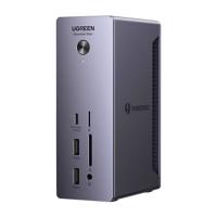 Dokovací stanice Ugreen U710, 2x Thunderbolt 4, DisplayPort 8K 30Hz, 4x USB, USB-C, RJ45, SD/TF, AUX, PD 90W (šedá) 066650