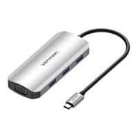 Dokovací stanice USB-C na HDMI, VGA, 3x USB 3.0, PD 0,15 m Vention TOIHB (šedá)