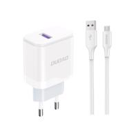 Dudao A20EU USB-A 18W síťová nabíječka - bílá + kabel USB-A - micro USB 6976625332014 6976625332014