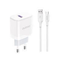 Dudao A20EU USB-A 18W síťová nabíječka - bílá + kabel USB-A - USB-C 6976625332007 6976625332007