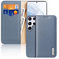 Dux Ducis Hivo kožené pouzdro s klopou z přírodní kůže na karty a doklady Samsung Galaxy S22 Ultra blue 6934913043677