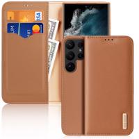 Dux Ducis Hivo pouzdro pro Samsung Galaxy S23 Ultra flip cover wallet stand RFID lock brown 6934913031797