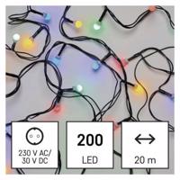 Emos LED vánoční cherry řetěz – kuličky, 20 m, venkovní i vnitřní, rGB nebo CCT, časovač D5AM03