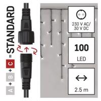 Emos Standard LED spojovací vánoční řetěz – rampouchy, 2,5 m, venkovní, studená bílá D1CC01