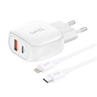 Foneng EU41 USB-C+USB-A 20W síťová nabíječka + kabel USB-C - Lightning (bílý)