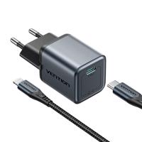 GaN Vention USB-C 20W nabíječka + USB-C-L kabel 1m (šedá)