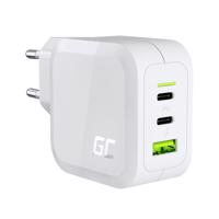 Green Cell bílé 65W GaN GC PowerGan mains nabíječka pro Laptop, MacBook, Phone, Tablet, Nintendo Switch - 2x USB-C, 1x CHARGC08W