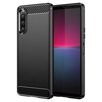 Hurtel Karbonové pouzdro pro Sony Xperia 10 V flexibilní silikonové karbonové pouzdro černé 5907769353789