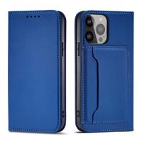 Hurtel Magnet Card Case iPhone 14 Pro Max flip cover wallet stand blue 5907769347764