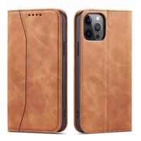 Hurtel Magnet Fancy Case pro iPhone 12 Pro pouzdro na karty peněženka stojánek na karty hnědý 5907769341571