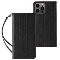 Hurtel Magnet Strap Case iPhone 14 flip cover peněženka mini lanyard stand black 5907769311154