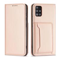 Hurtel Magnetové pouzdro na karty pro Samsung Galaxy A12 5G peněženka pouzdro na karty růžové 5907769342493