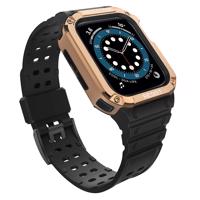 Hurtel Ochranný řemínek s pouzdrem pro Apple Watch 7 / 6 / 5 / 4 / 3 / 2 / SE (41 / 40 / 38 mm) pancéřové pouzdro na hodinky černé / růžově zlaté 5907769311970