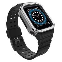 Hurtel Ochranný řemínek s pouzdrem pro Apple Watch 7 / 6 / 5 / 4 / 3 / 2 / SE (41 / 40 / 38 mm) pancéřové pouzdro na hodinky černé / stříbrné 5907769311925