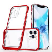 Hurtel Průhledné pouzdro 3v1 pro iPhone 12 Pro gelový kryt s rámečkem červený 5907769338663