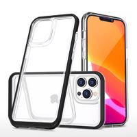 Hurtel Průhledné silikonové pouzdro 3v1 pro iPhone 14 Pro s rámečkem černé 5907769348822