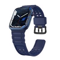 Hurtel Řemínek s trojitou ochranou Apple Watch SE, 9, 8, 7, 6, 5, 4, 3, 2, 1 (41, 40, 38 mm) náramek tmavě modrý 5907769354199