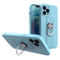 Hurtel Silikonové pouzdro Ring Case s úchytem na prst a stojánkem pro iPhone 11 Pro světle modré 5907769327056