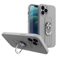 Hurtel Silikonové pouzdro Ring Case s úchytem na prst a stojánkem pro iPhone 13 mini stříbrné 5907769327438