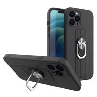 Hurtel Silikonové pouzdro Ring Case s úchytem na prst a stojánkem pro Samsung Galaxy A73 černé 5907769341144