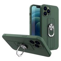 Hurtel Silikonové pouzdro Ring Case s úchytem na prst a stojánkem pro Samsung Galaxy S21+ 5G (S21 Plus 5G) tmavě zelené 5907769327773