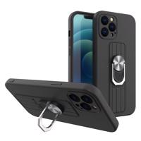 Hurtel Silikonové pouzdro Ring Case s úchytem na prst a stojánkem pro Samsung Galaxy S21 Ultra 5G černé 5907769327841