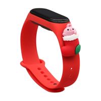 Hurtel Vánoční náramek pro Xiaomi Mi Band 4 / Mi Band 3 Vánoční silikonový náramek červený (Santa 1) 5907769331077