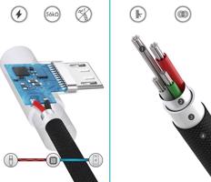 Interlook AM30 | Micro-USB 2M | Úhlový nabíjecí USB kabel telefonu | Rychlé nabíjení 3.0 2,4A černá 1771-160