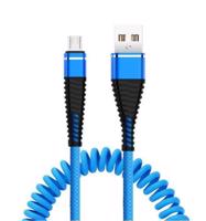 Interlook AM32 | Micro USB 1M | Spirálový USB kabel pro nabíjení telefonu | Rychlé nabíjení 3.0 2.4A černá 1774-160