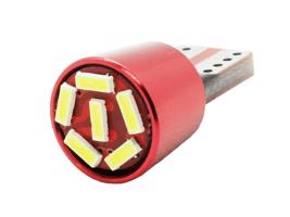 Interlook Auto LED žárovka W5W T10 6 SMD 3014 PŘEDNÍ CAN BUS ČERVENÁ 12V 1147