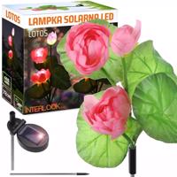 Interlook FLD-25-RUŽOVÁ | LED solární zahradní lampa Lotus, Water Lily | 72 cm, 600 mAh 3440 3440