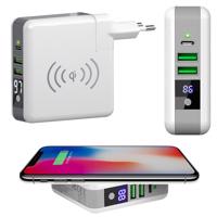 Interlook KP-Super | Multifunkční nástěnná nabíječka | 2x USB-A 1x USB-C | Powerbanka 6700mAh | Qi indukční nabíječka Bílý 2005-250 2005-250