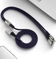 Interlook UC-009 | 3v1 1M | Vyztužený kabel USB pro telefon 3 v 1 – Micro USB, Type-C, Lightning (iPhone) modrá 1668-54